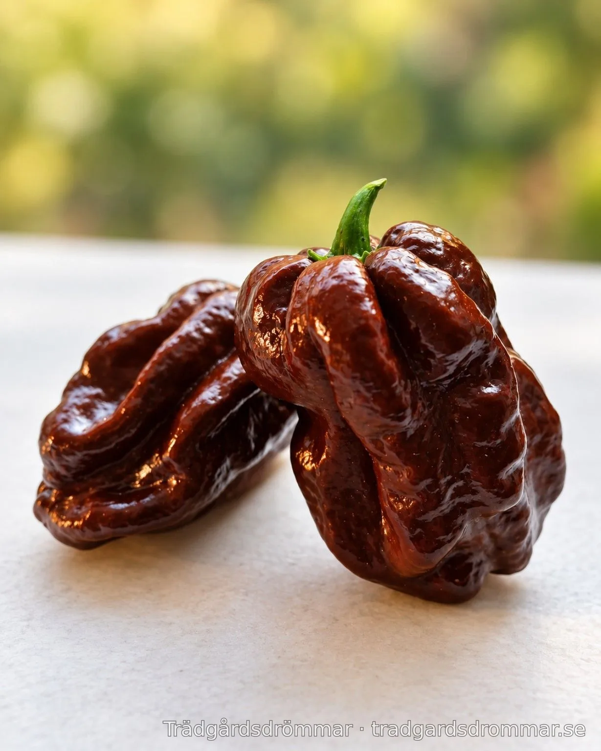 Bruna chilifrukter på en ljus yta