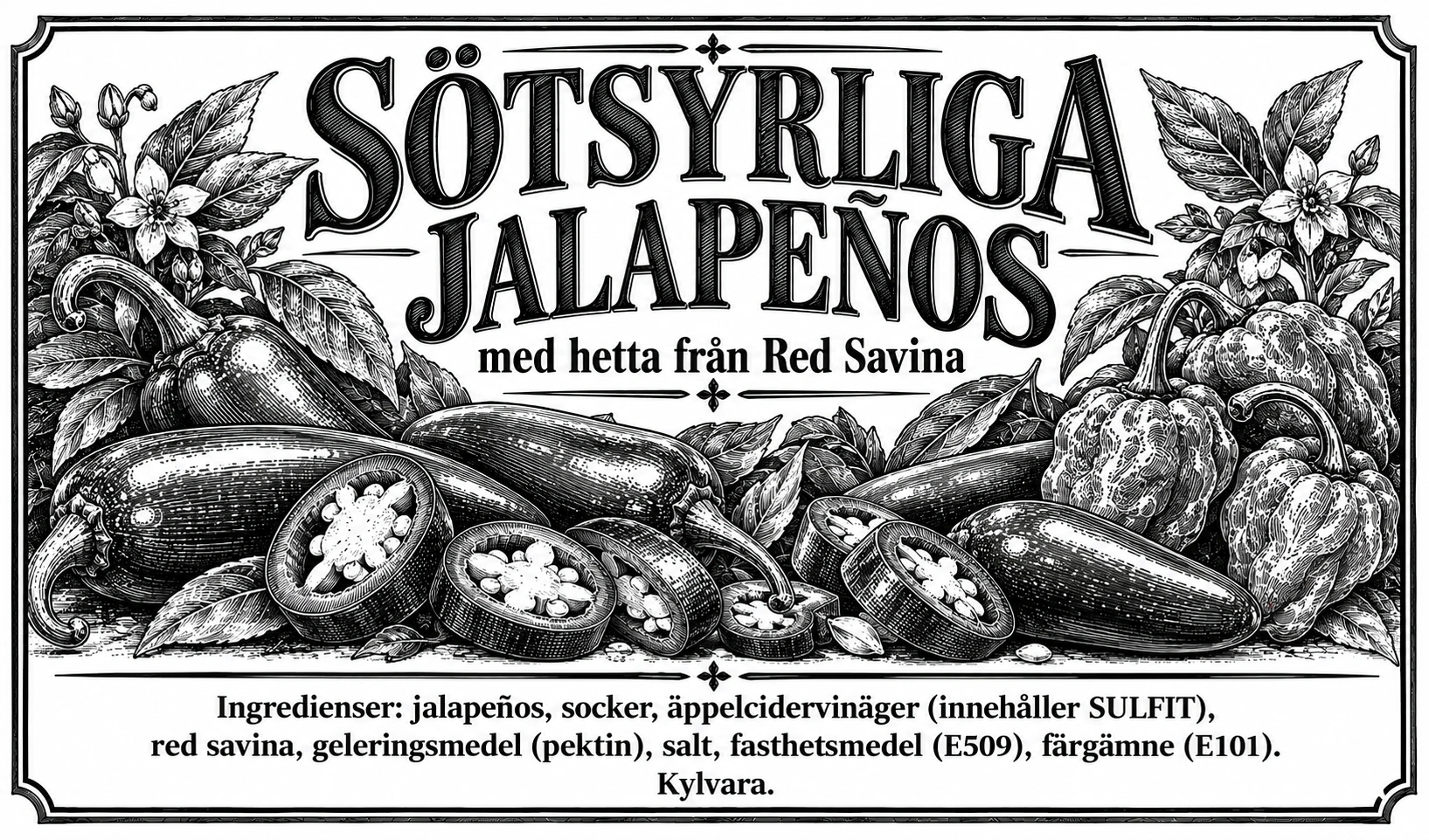 Etikett för Sötsyrliga jalapeños